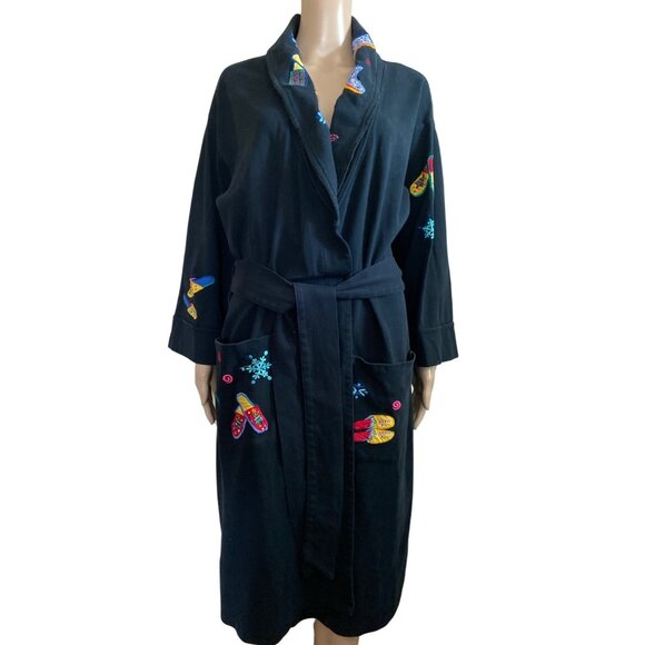 Vintage Michael Simon Lite Whimsical Christmas Holiday Robe Duster Size Small - Picture 2 of 12
